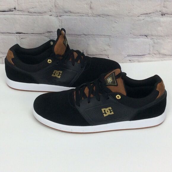 DC Cole Signature Skate Shoes Men's Sz 9 Black/Brown/Gold Leather Casual Festive - Picture 1 of 12